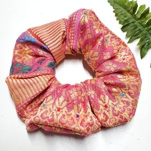 8 for $15 * Large Pinks/Gold Embroidered Scrunchie